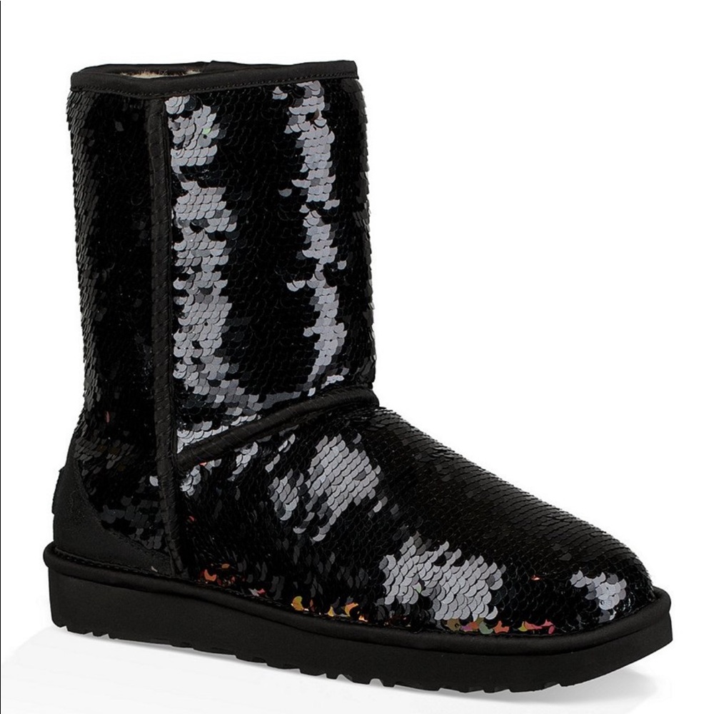 UGG, classic short sequin boots-black